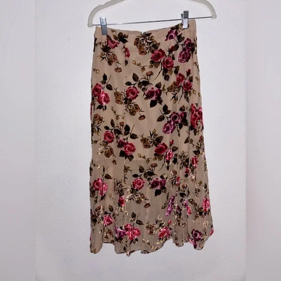 Alice + Olivia Rose Print A-Line Skirt size 2 - Picture 2 of 4